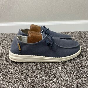 Hey Dude Wendy Chambray Navy White Slip‎ on Shoes Size 9